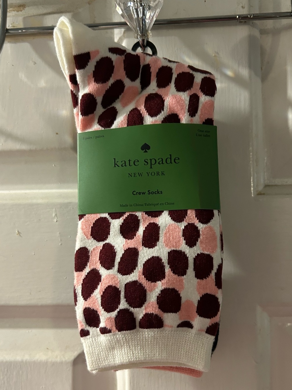 kate spade Pink and Burgundy Spot Crew Socks